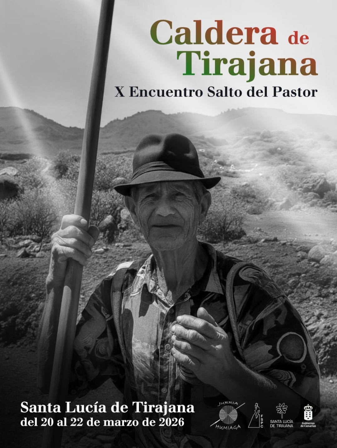 Cartel e Información del X Encuentro Insular de Salto del Pastor Canario 'Caldera de Tirajana 2026' - Organiza Jurria Humiaga del 20 al 22 de Marzo de 2026 en Santa Lucía de Tirajana - Isla de Gran Canaria - Archivo Documental de la Federación de Salto del Pastor Canario (FSPC) - Archipiélago Canario (Marzo de 2026).