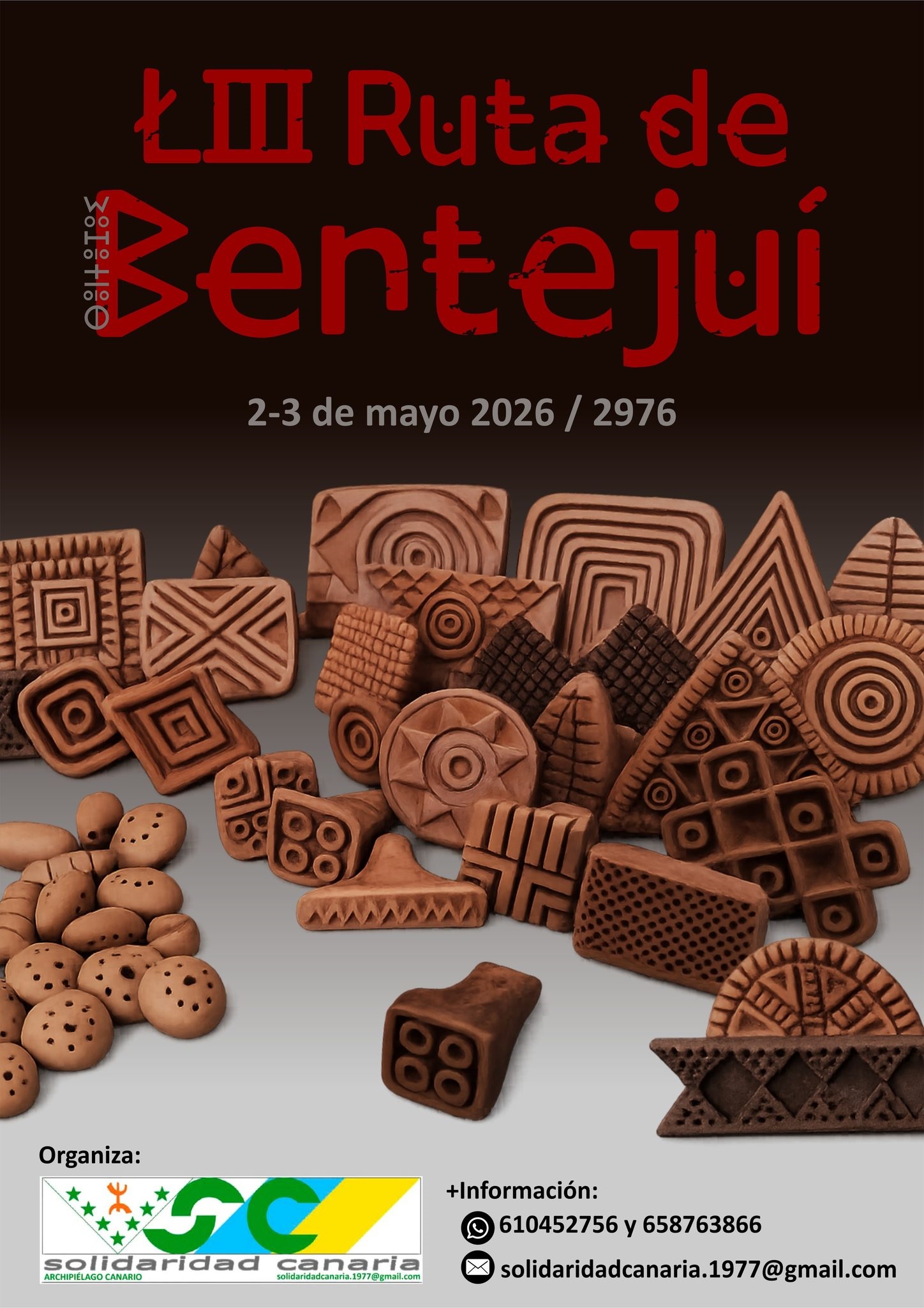 Cartel e Información de la 53ª Ruta de Bentejuí LIII – Organiza Solidaridad Canaria del 2 al 3 de Mayo de 2026 en Tejeda y San Bartolomé de Tirajana – Isla de Gran Canaria – Archivo Documental de la Federación de Salto del Pastor Canario (FSPC) – Archipiélago Canario (Mayo de 2025).