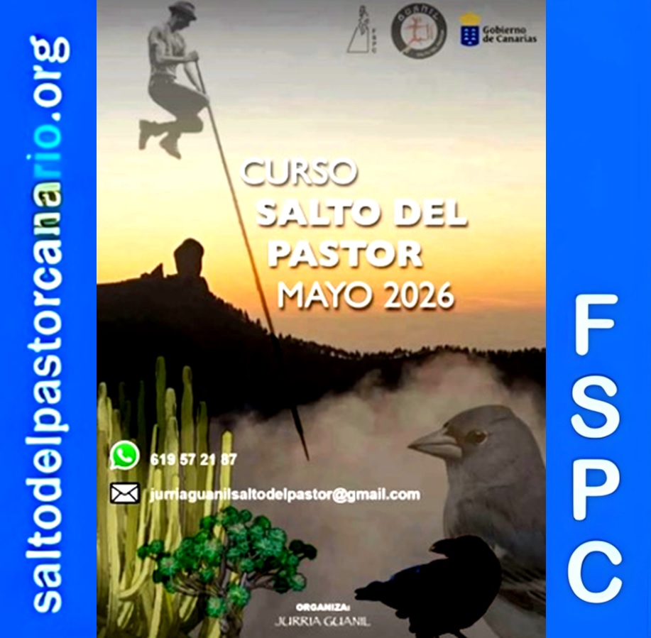 Información y Cartel del Curso de Iniciación al Salto del Pastor Canario 2026 organizado por Jurria Guanil en la Isla de Gran Canaria con Inicio en Mayo – Archivo Documental de la Federación de Salto del Pastor Canario (FSPC) – Archipiélago Canario (Marzo de 2026).