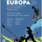 Cartel del ‘Encuentro Europeo de Juegos y Deportes Tradicionales ‘Juega Europa Canarias 2026′, del ‘Simposio Internacional de Juegos y Deportes Tradicionales AEJDT Canarias 2026‘, y de la ‘XXV Asamblea General de la Asociación Europea de Juegos y Deportes Tradicionales (AEJDT)‘ - Organiza AEJDT del 9 al 12 de Julio de 2026 en Las Palmas de Gran Canaria - Gran Canaria - Archivo Documental de la Federación de Salto del Pastor Canario (FSPC) - Archipiélago Canario, África, y Europa (Julio de 2026).