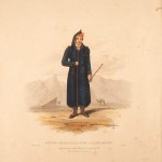 Atuendo Tradicional Invernal en el Siglo XIX del Campesino de la Isla de Lanzarote con Lata ó Garrote - Acuarela de Alfred Diston publicada en su Obra 'Costumes Of The Canary Islands' (1829) - Lanzarote - Archivo Documental de la Federación de Salto del Pastor Canario (FSPC) - Archipiélago Canario y Hannover (1829).